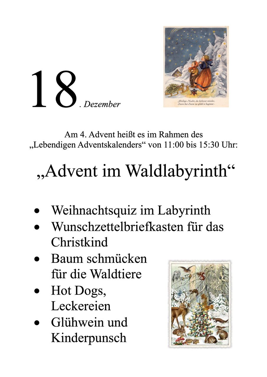 Lebendiger Adventskalender - Advent im Waldlabyrinth am 18.12.2022