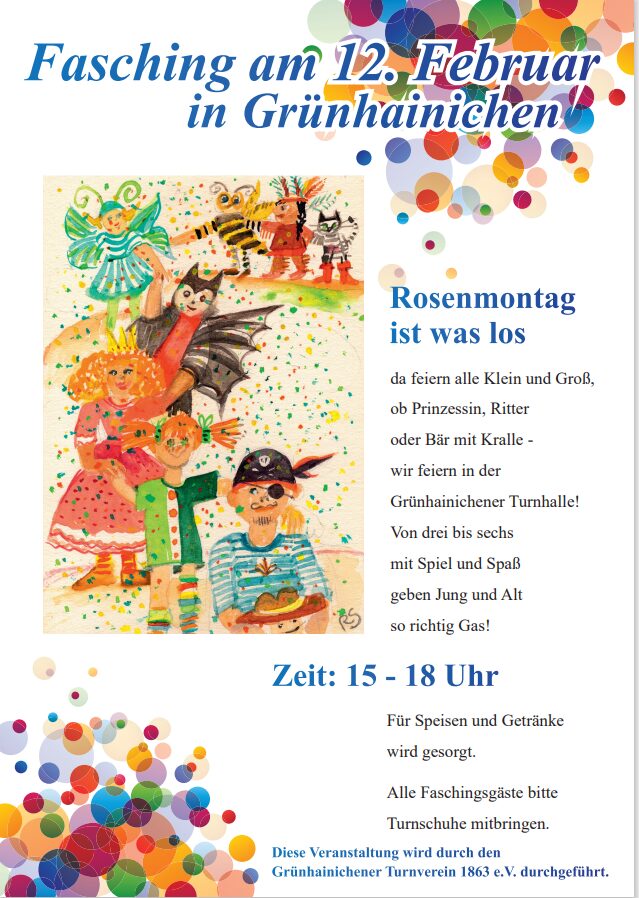 Kinderfasching in Grünhainichen am Rosenmontag, 12.02.2024