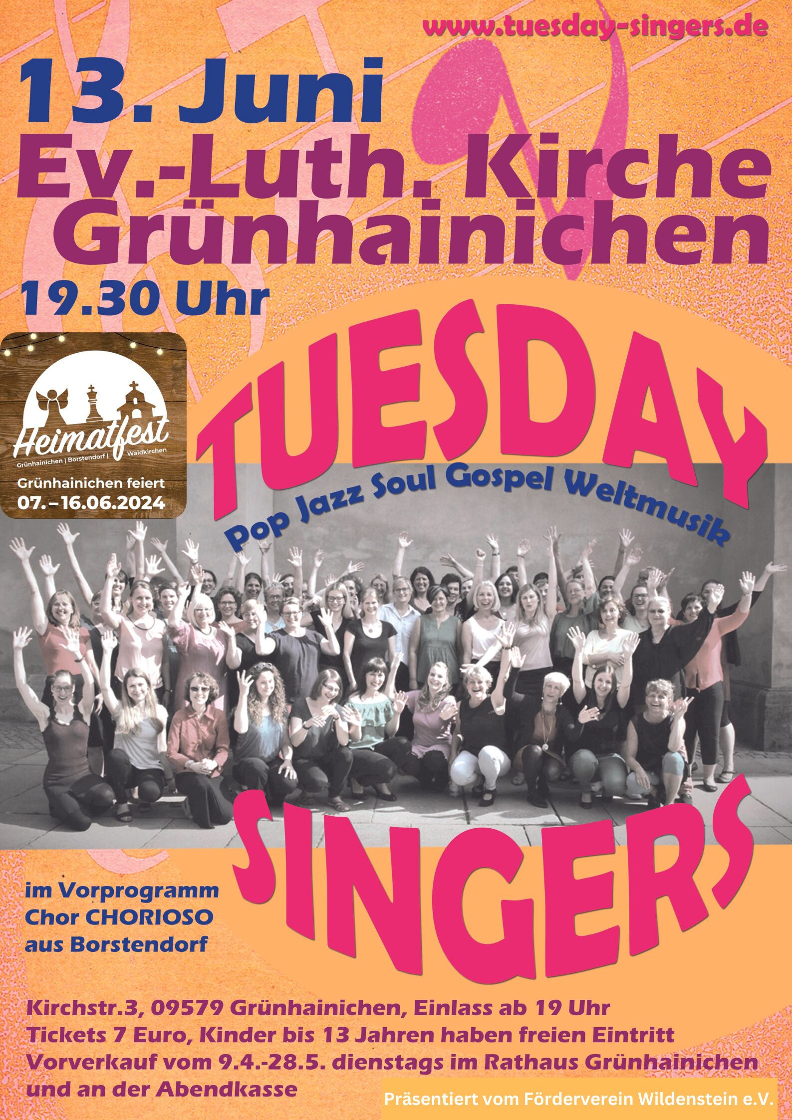 HEIMATFEST - Konzert der "Tuesday Singers" in Grünhainichen am 13.06.2024