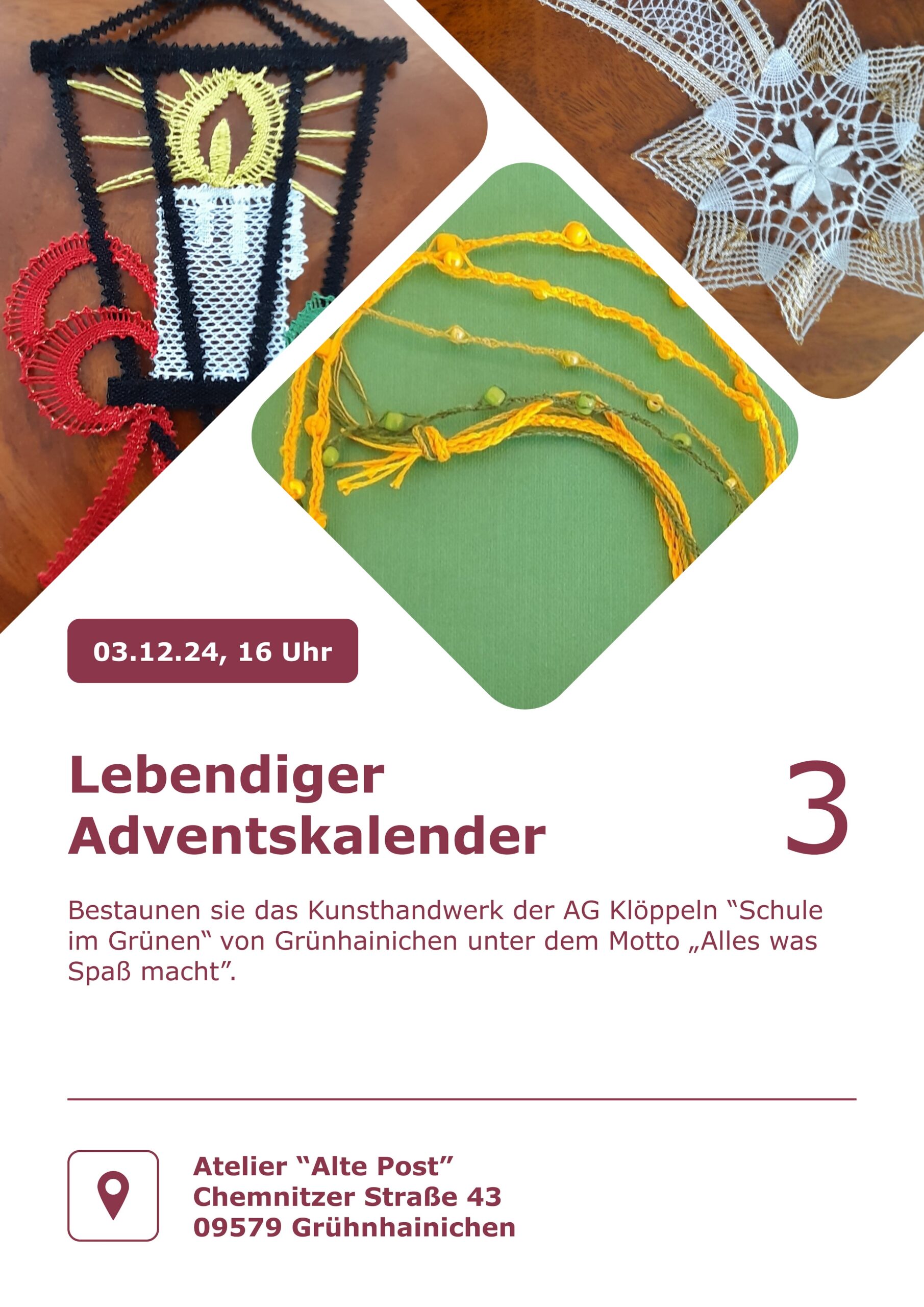 Lebendiger Adventskalender  Werke der AG Klöppeln