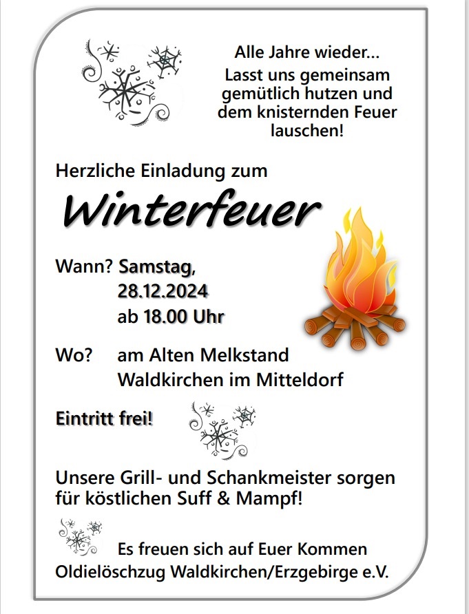 Winterfeuer am 28.12.2024 in Waldkirchen