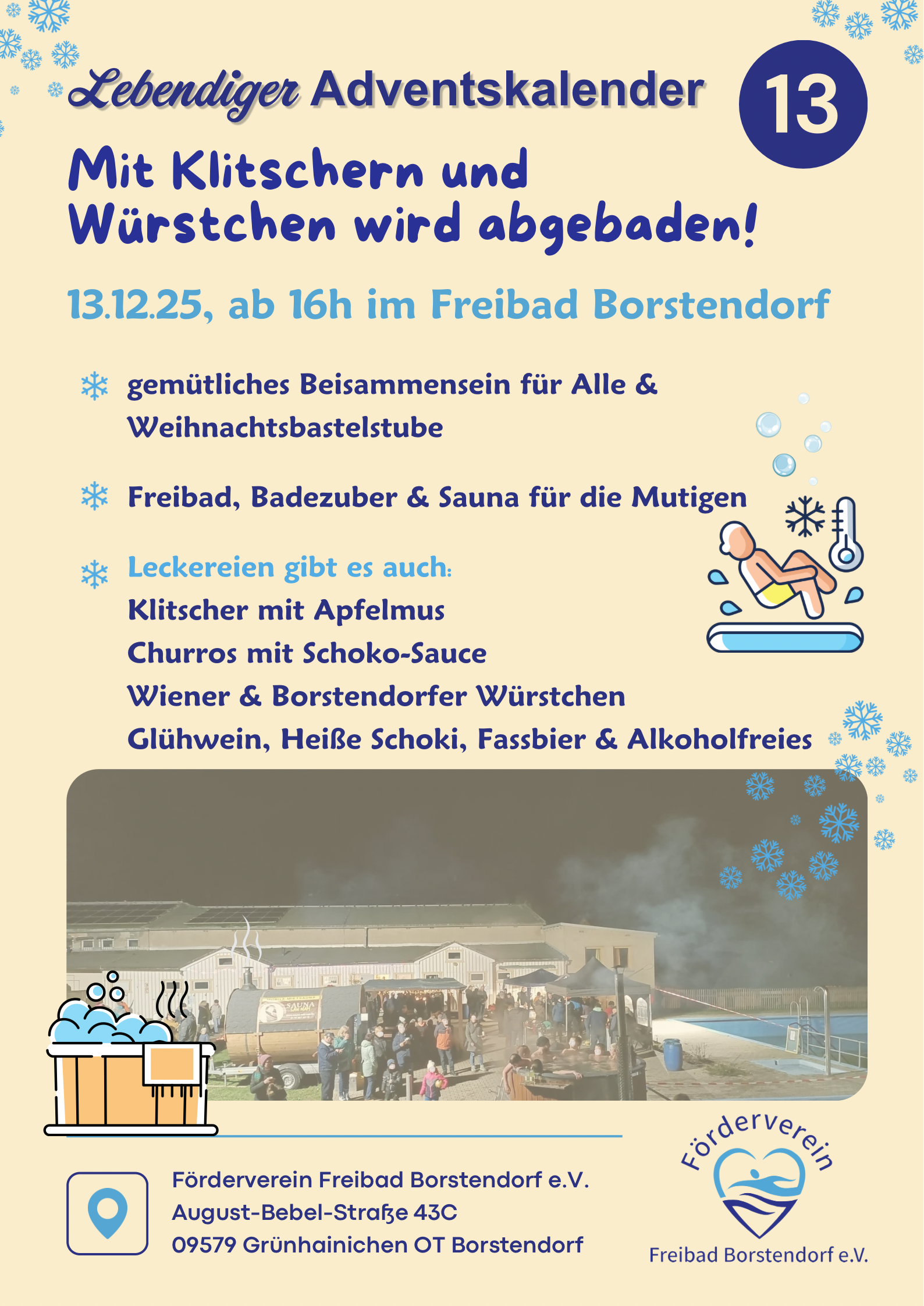 LEBENDIGER ADVENTSKALENDER-Abbaden im Freibad Borstendorf am 13.12.2025