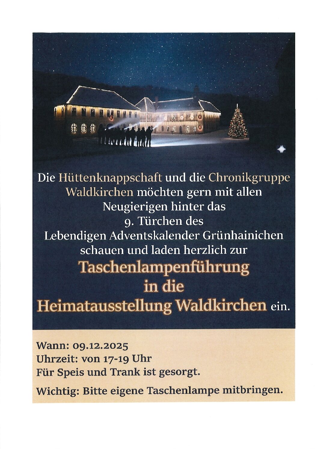 LEBENDIGER ADVENTSKALENDER-Hutznomd mit Taschenlampenführung am 9.12.2025