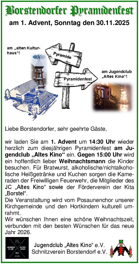 Pyramidenfest in Borstendorf am 30.11.25