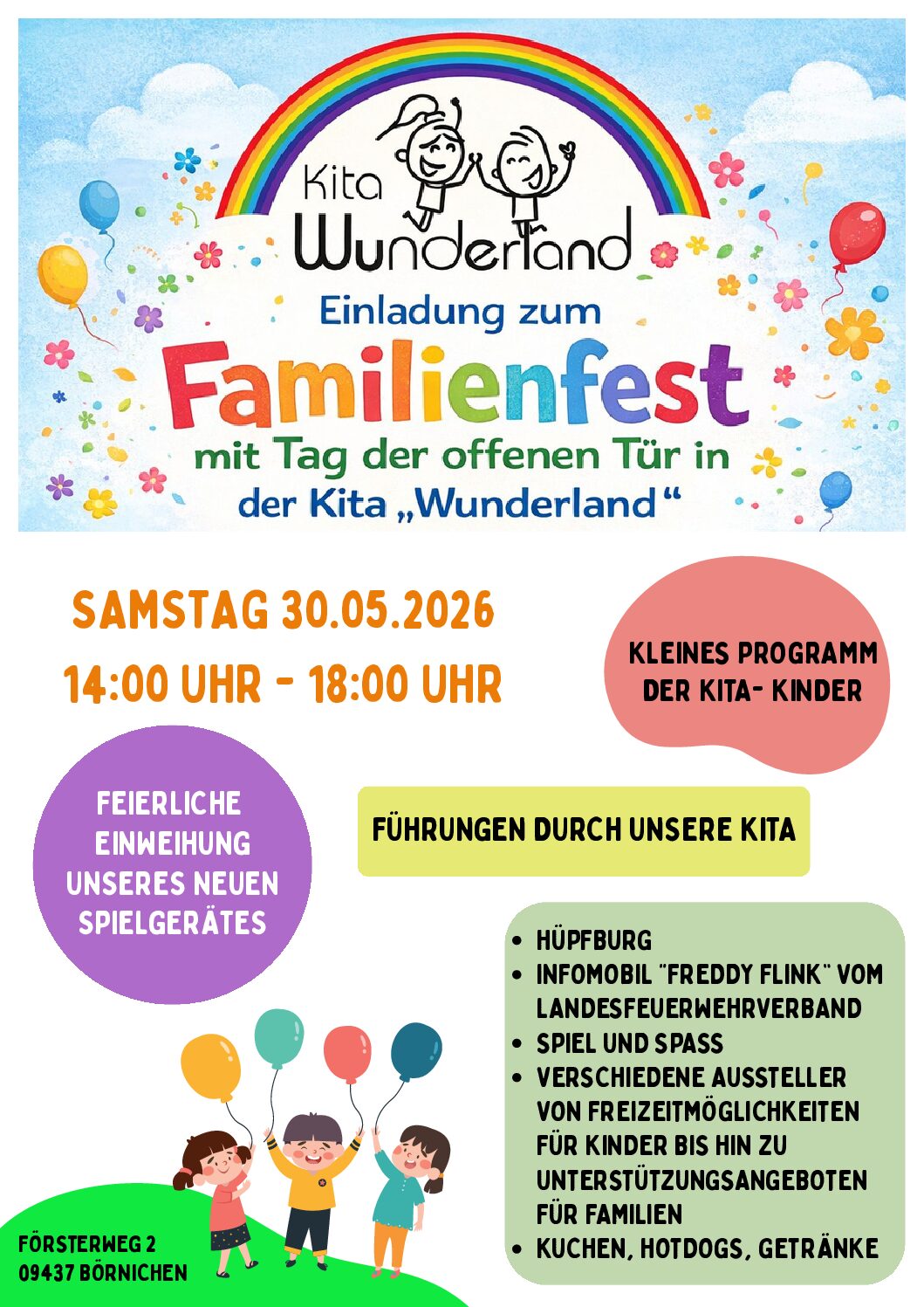 Familienfest in der Kita Wunderland in Börnichen am 30.05.2026