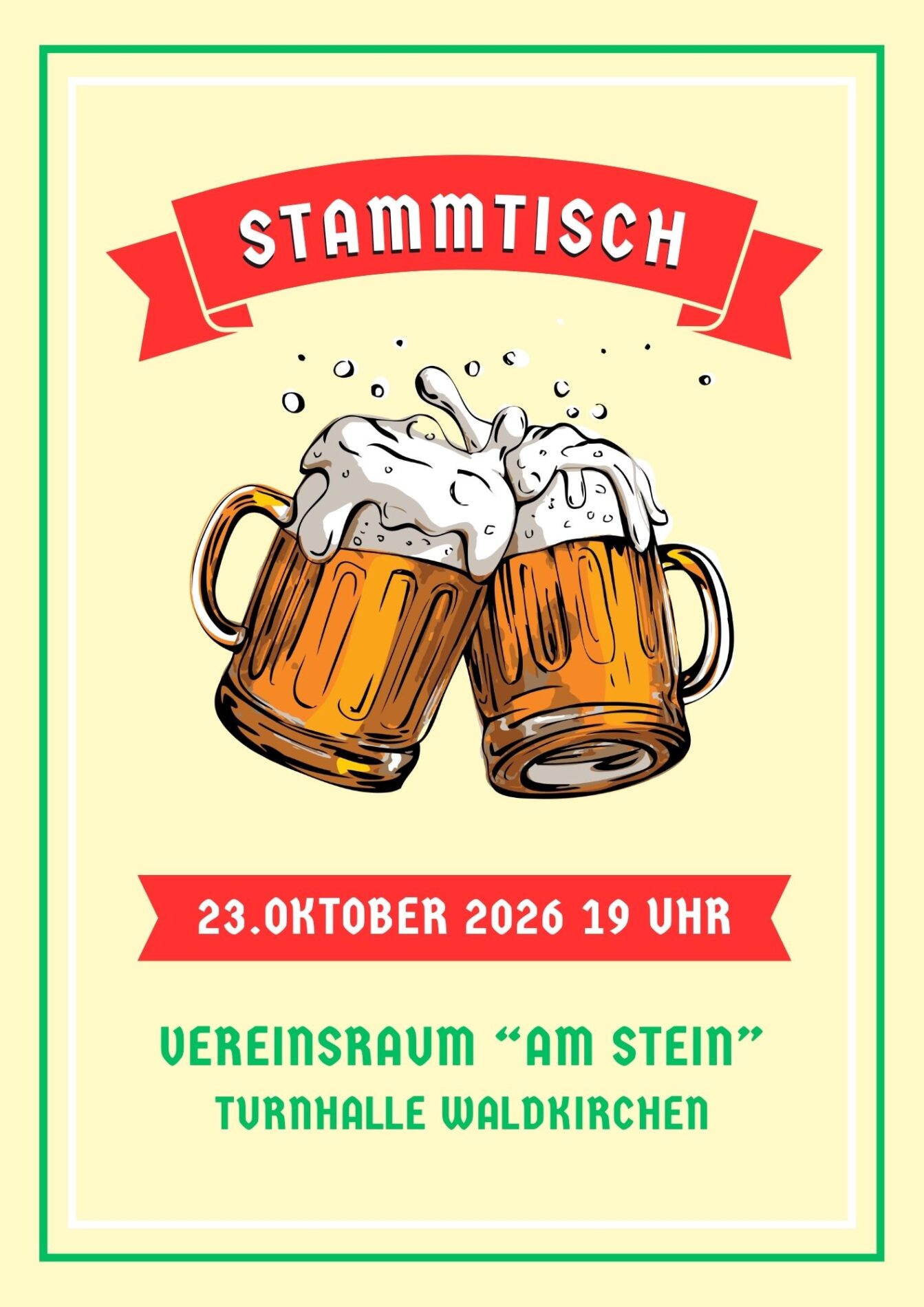 Plakat Stammtisch in Waldkirchen am 23.10.2026