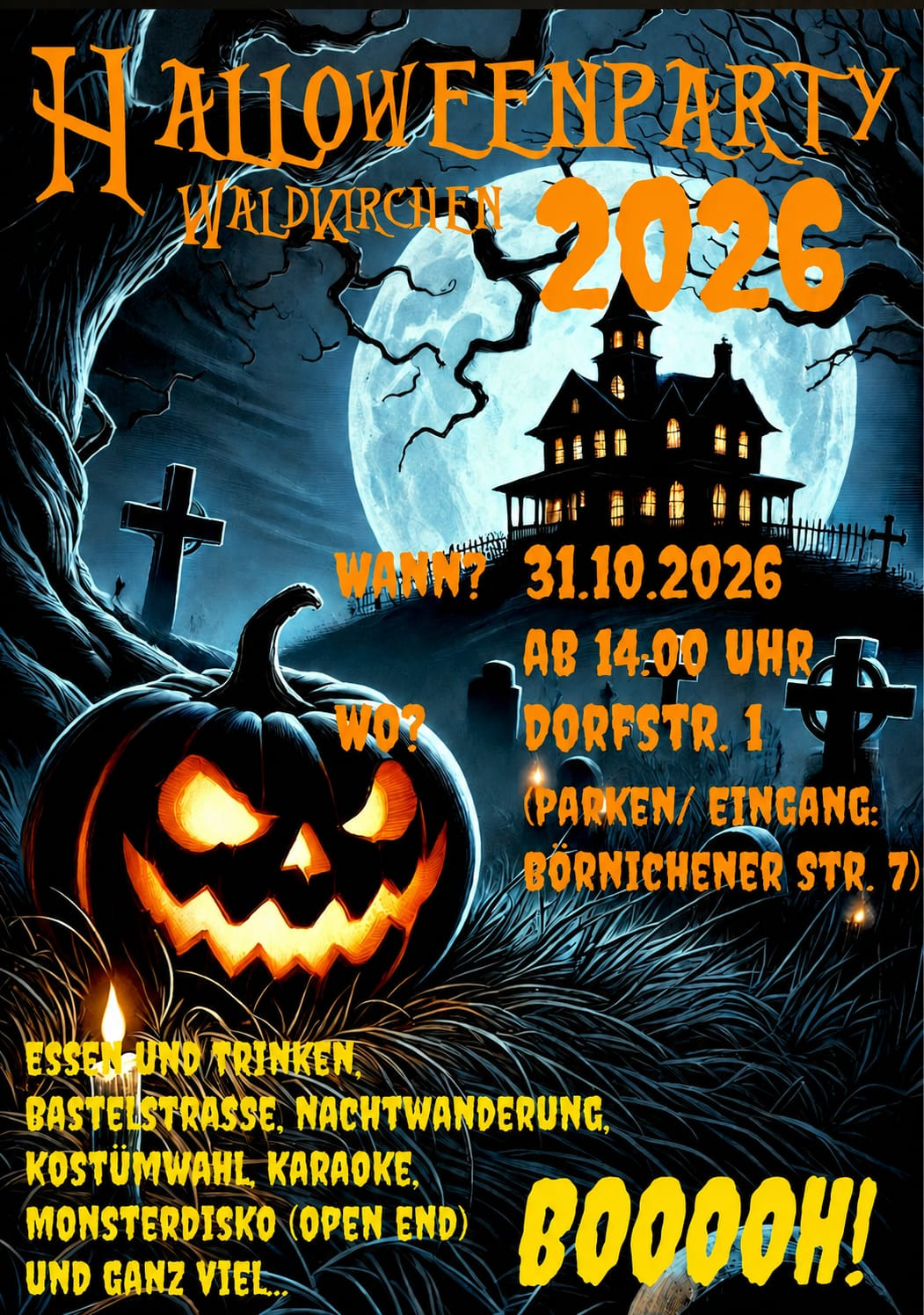 Plakat Halloween-Party am 31.10.2026 in Waldkirchen