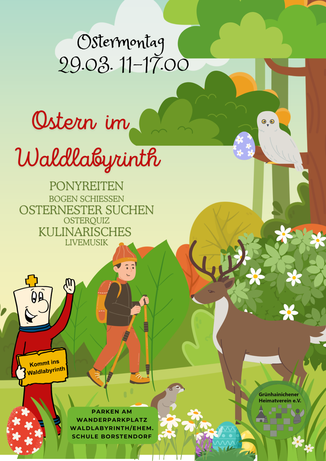 Plakat Ostern im Waldlabyrinth am 29.03.2027